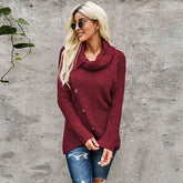 Buttoned Wrap Turtleneck Sweater Sai Feel