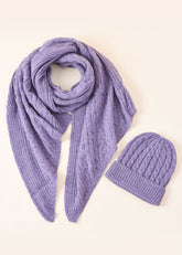 Cable Knit Scarf and Beanie Set Sai Feel