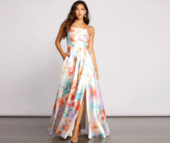 Cami Formal Floral Satin A-Line Dress Sai Feel