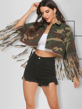 Camouflage Tassel Sequin Detail Jacket Sai Feel