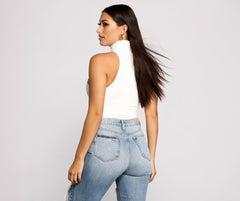 Captivate Me Basic Crepe Sleeveless Bodysuit Sai Feel