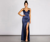 Caroline Formal Satin Rhinestone Dress Sai Feel
