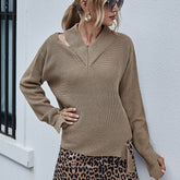 Casual Distressed V-Neck Pullover Sai Feel