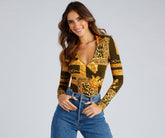 Casual Glam Collared Bodysuit Sai Feel