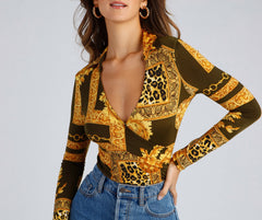 Casual Glam Collared Bodysuit Sai Feel