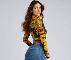 Casual Glam Collared Bodysuit Sai Feel