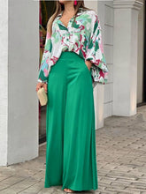 Casual Print Shirt & Wide Leg Pants Two Piece Set Sai Feel