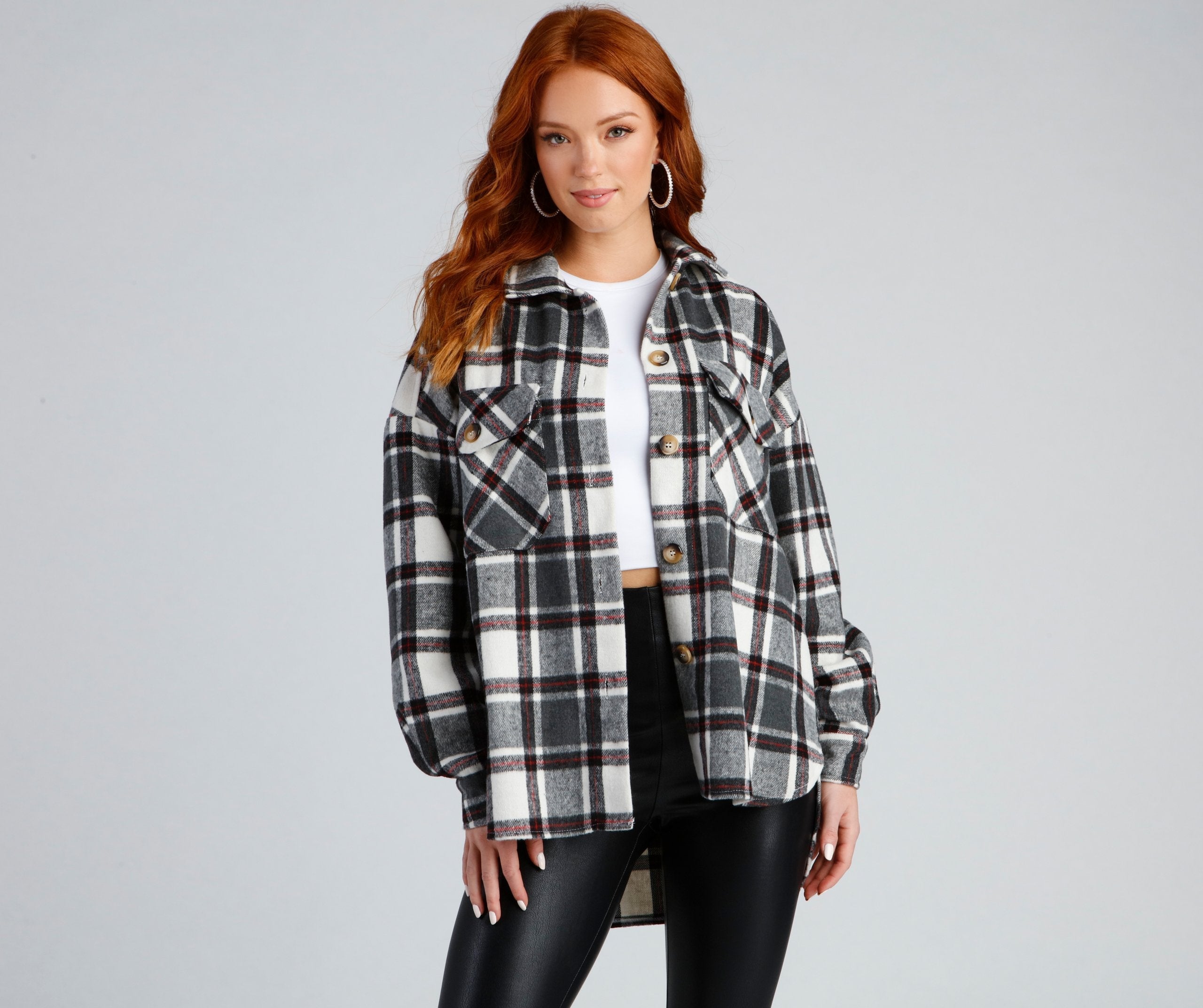 Casual Vibes Only Plaid Shacket Sai Feel