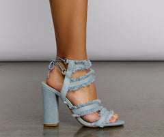Casually Chic Denim Block Heels Sai Feel