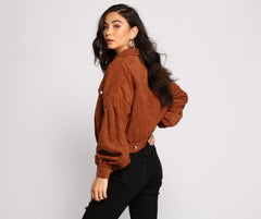 Casually Cute Button-Front Corduroy Jacket Sai Feel
