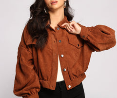 Casually Cute Button-Front Corduroy Jacket Sai Feel