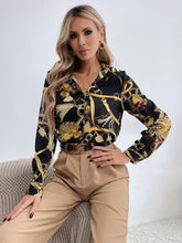 Chain Print Button Front Blouse Sai Feel