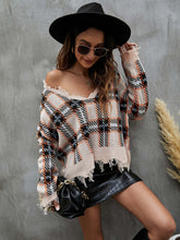 Checked loose knit sweater Sai Feel