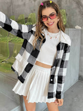 Checkerboard Plaid Button Up Coat Sai Feel