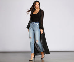 Chic Chiffon Tie Front Duster Sai Feel