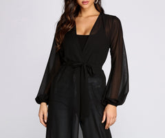 Chic Chiffon Tie Front Duster Sai Feel