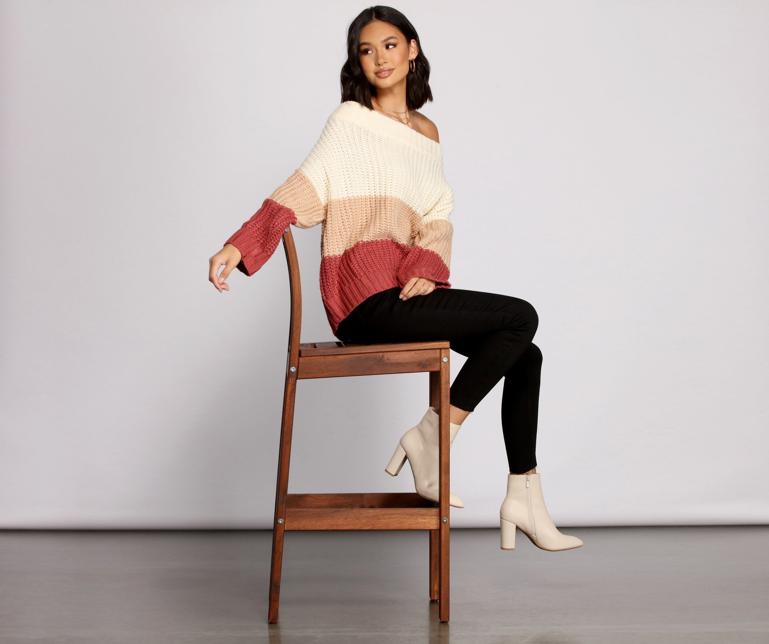 Chic Colorblock Knit Sweater Sai Feel