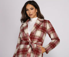 Chic In Plaid Belted Coat Sai Feel