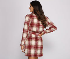 Chic In Plaid Belted Coat Sai Feel