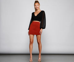 Chic Look Chiffon Sleeve Crop Top Sai Feel