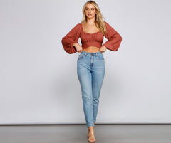 Cinched And Chic Chiffon Crop Top Sai Feel