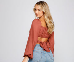 Cinched And Chic Chiffon Crop Top Sai Feel