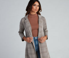 City Chic Plaid Longline Blazer Sai Feel