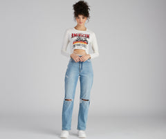 Classic American Slash Graphic Top Sai Feel