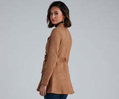 Classic And Elevated Faux Suede Trench Sai Feel