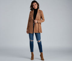 Classic And Elevated Faux Suede Trench Sai Feel