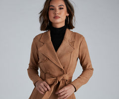 Classic And Elevated Faux Suede Trench Sai Feel