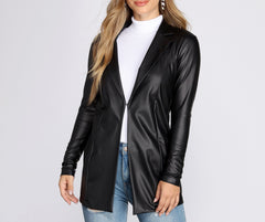 Classic Faux Leather Blazer Sai Feel