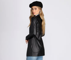 Classic Faux Leather Blazer Sai Feel