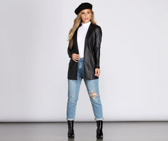 Classic Faux Leather Blazer Sai Feel
