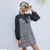 Classy Tweed Bishop-Sleeved Dress Sai Feel
