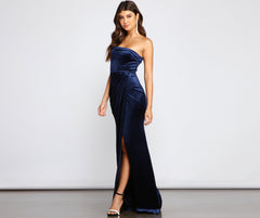 Cleo Formal One-Shoulder Velvet Dress Sai Feel