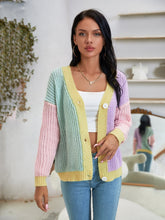 Color Block Button Front Cardigan Sai Feel