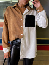 Color-block Drop Shoulder Button Front Blouse Sai Feel