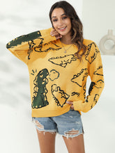 Colorblock Cartoon Pattern Drop Shoulder Sweater Sai Feel