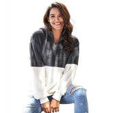 Colorblock Furry Hoodie Sai Feel