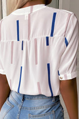 Colorblock Mandarin Collar Blouse Sai Feel