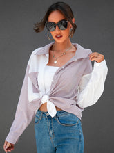 Colorblock Patch Pocket Striped Blouse Sai Feel