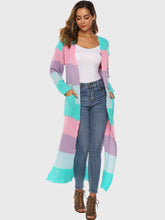 Colorblock Striped Split Side Cardigan Sai Feel