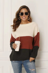 Colorblock Striped Sweater Pullover Sai Feel