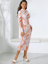 Colorful Print Mock Neck Bodycon Dress Sai Feel