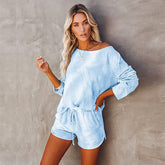 Comfy Tie-Dye Long-Sleeve Top & Short Set Sai Feel