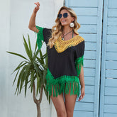 Contrast Fringed Holiday Blouse Sai Feel