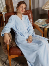 Contrast Lace Pocket Belted Flannel Robe Sai Feel