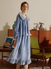 Contrast Lace Ruffle Hem Flannel Nightdress Sai Feel