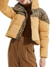 Contrast Leopard Zip Up Winter Coat Sai Feel